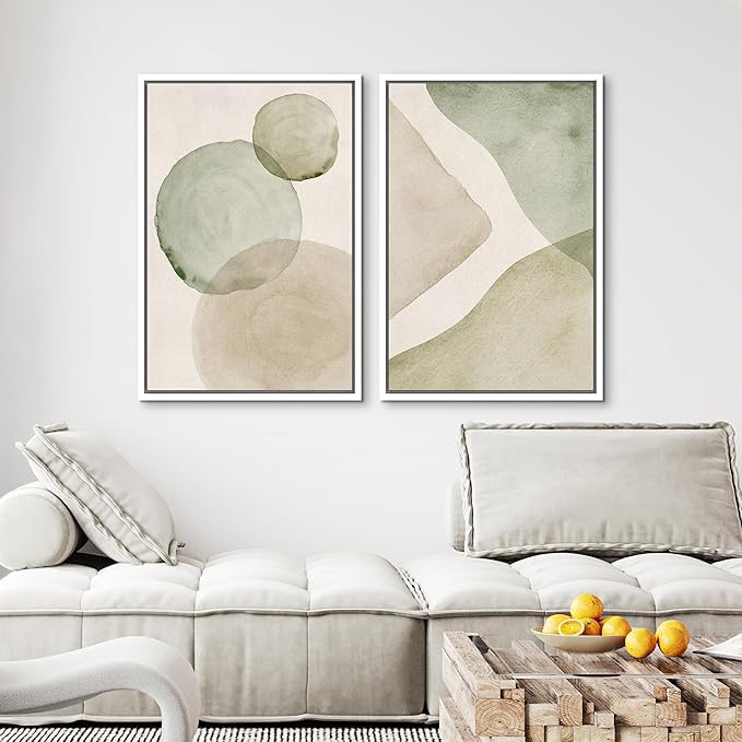 MUDECOR Framed Canvas Print Wall Art Dynamic White Brushstroke Abstract Illustrations Modern Art Decorative Bohemian Colorful Chic for Living Room, Bedroom, Office - 16"x24"x2 White