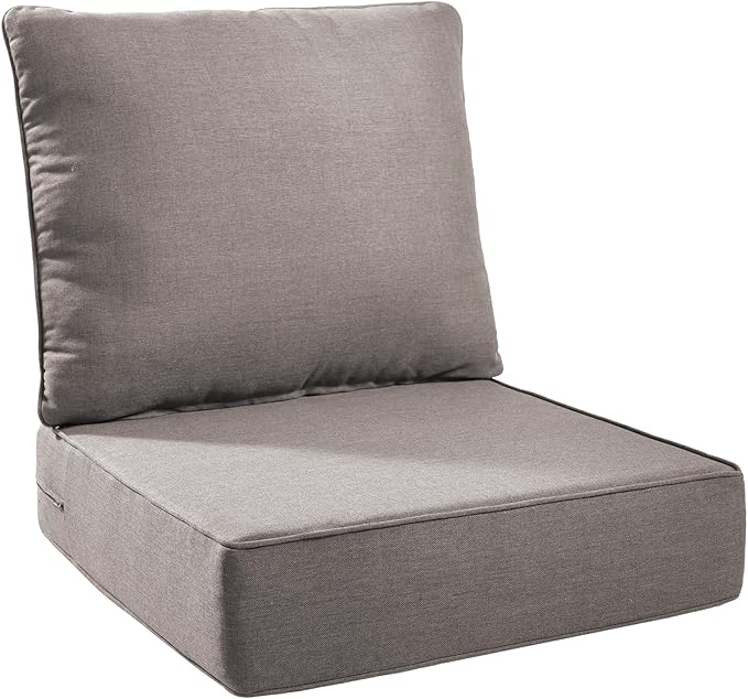 Outdoor Seat Cushion Set-24 x 24 x 6 Inch Outdoor Chair Cushions with Water Resistant & Removable Cover Outdoor Cushions for Patio Furniture Chair Sofa Couch-Grey