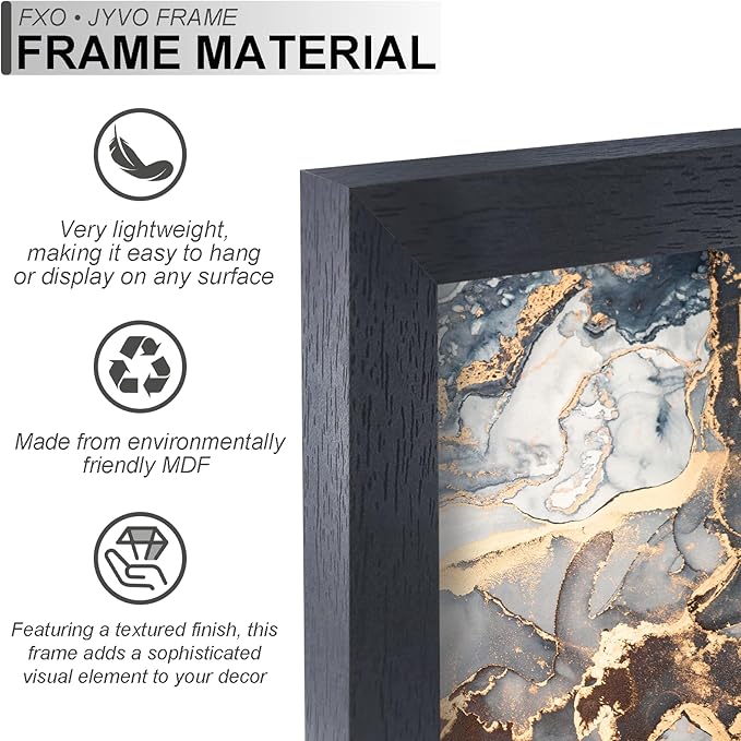 Engineered Wood 14x17 Picture Frame Set of 3, Black Frame for 14 x 17 Inch Picture Poster Photo, Light Weight 14 by 17 Frame with Wood-grain for Wall - 3 Pack/Black/14 x17