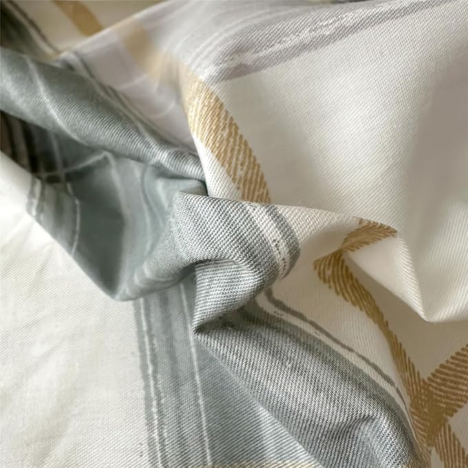 VM VOUGEMARKET Green Plaid Duvet Cover Sets Queen,3 Pieces Gingham Comforter Cover with Zipper Closure & Corner Ties for Men Boys Simple Modern Bedding Set (90"x90")
