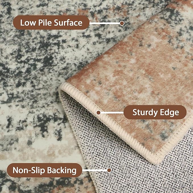 GENIMO 8x10 Area Rugs, Abstract Modern Living Room Rugs, Large Machine Washable Rug Non-Slip, Soft Pet Friendly Rugs for Bedroom, Playroom, Dining Room, Gray Mist