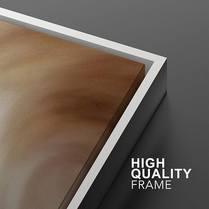 MUDECOR Framed Canvas Print Wall Art Abstract Neutral Brown and Beige Fluid Illustrations Realism Decorative for Living Room, Bedroom, Office - 16"x24"x3 White