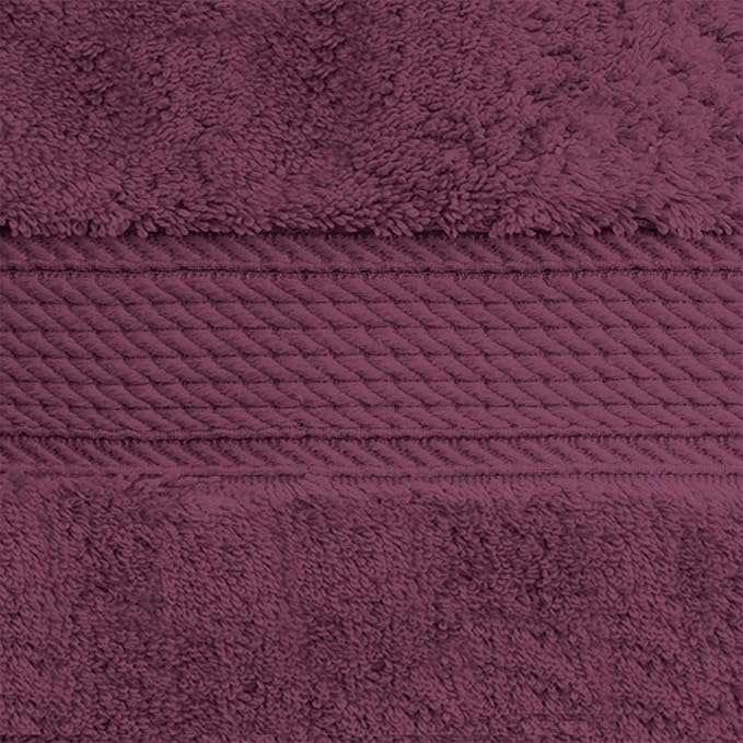 BLUENILEMILLS BNM Egyptian Cotton 6-Piece Towel Set, Includes 6 Face Towels, Attached Loop for Easy Hanging and Storage, Hotel Quality, Perfect for Bathroom, Gym, Shower Space, or Spa, Plum