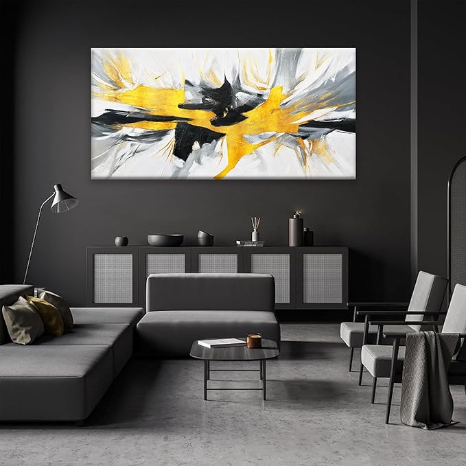 TAIJXAGSG Abstract Wall Art Canvas Art Wall Decor For Living Room Decorations Large Black And Gold Wall Art Office Decor Abstract White Wall Art For Home Bedroom Kitchen Artwork 29 x 58 Inch