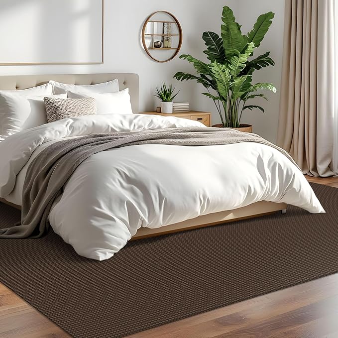 IOHOUZE Washable Area Rug 6x9 Non Slip Rubber Backed Rugs for Living Room, Dining Room Rugs Bedroom Rug, Woven Indoor Floor Carpet for Living Room Nursery, Brown
