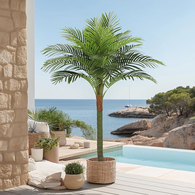 Palm Tree Artificial Tropical Plant 5FT Tall Faux Plants Indoor Fake Floor Plants Decorative Palm Tree Large Office Plant Artificial Palm Trees for Home House Decor