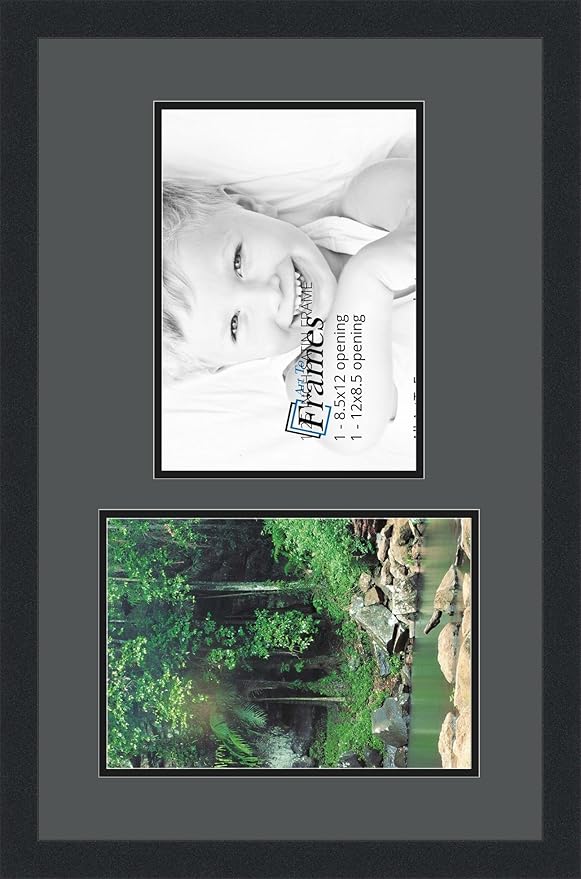 Art to Frames Double-Multimat-776-41/89-FRBW26079 Collage Photo Frame Double Mat with 2 - 8.5x12 Openings and Satin Black Frame