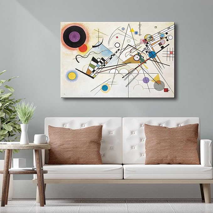 Wieco Art Large Wassily Kandinsky Composition VIII Picture Reproduction of Famous Paintings Canvas Prints Wall Art Canvas Wall Art for Living Room Home Decor and Wall Decorations