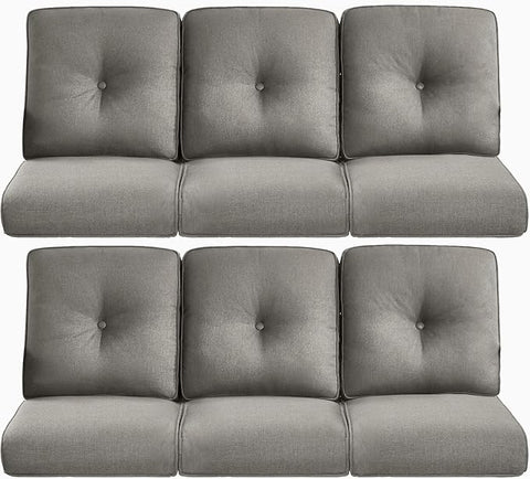 22x25/22x24 Outdoor Furniture Cushions Set of 6 - Water Repellent High Back Patio Chair Cushion for Wicker Dining Rocking Swivel Chairs Loveseat Couch L-Shape Sectional Sofa - Grey/Button