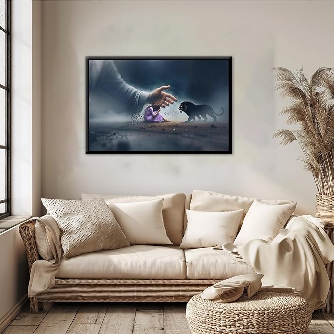 Christian Wall Art Print, Religious Scripture Biblical Decor, Faith-Based Inspirational Landscape with Cross, Digital Printed Canvas Poster for Church, Home Chapel, Prayer Room Decor