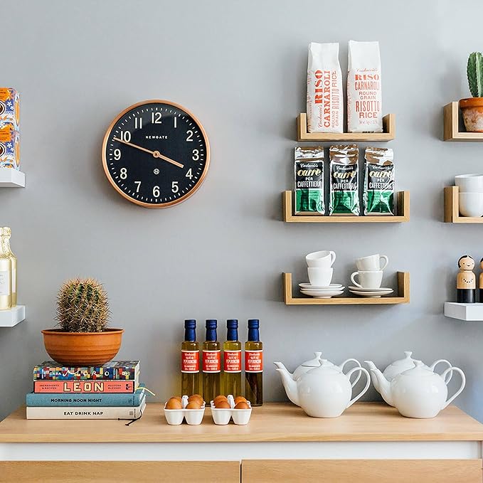 NEWGATE® Master Edwards Wall Clock | Mid Century Style Clock | 12 inch | Deep Metal case with Copper/Rose Gold Finish | Modern Retro Design for Kitchen, Living Room or Office