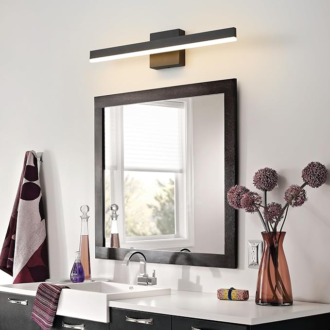 Black Bathroom Vanity Light 23.6 inch, 14W Dimmable 5CCT LED Modern Bathroom Light Fixture Over Mirror - ETL Certificated