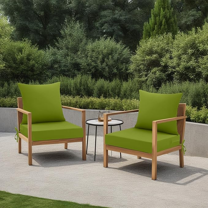idee-home Outdoor Cushions for Patio Furniture, Outdoor Seat Cushion, Waterproof Hampton Bay Deep Seat Replacement Couch Chair Cushions for Garden Lawn Backyard Deck, 24 x 24 Green