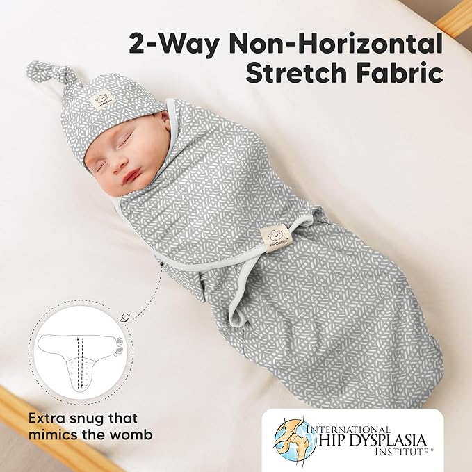 KeaBabies 3-Pack Swaddles for Newborns, Girls, Boys with Hats - Organic Soft Baby Sleep Sacks, Breathable Baby Swaddle 3-6 Months Beanies Set, Premie Infant Sleep Sack 0-3 Months (Nordic)