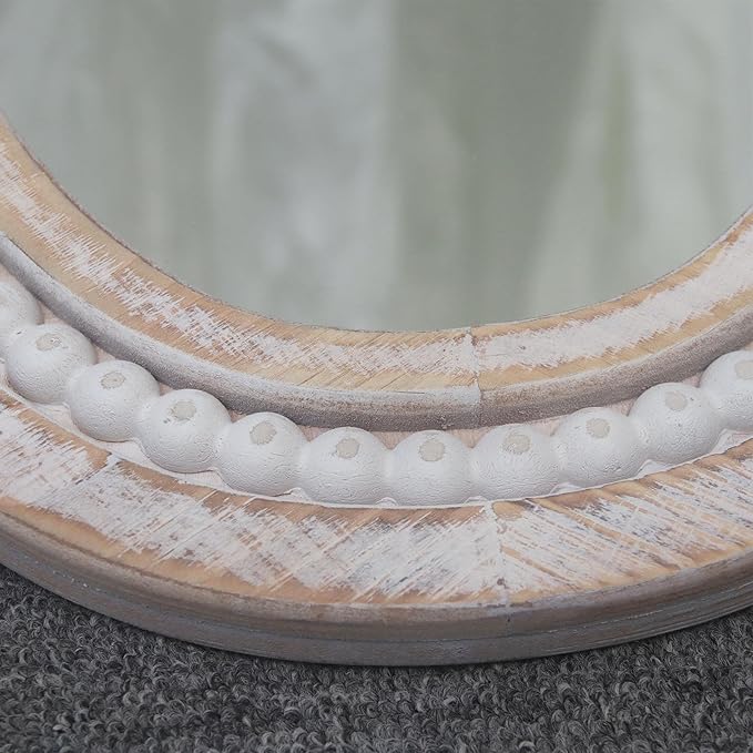 Decorative Mirror with Unique Designed, Vintage Mirror Enhance Home Style, Small Bathroom Mirrors, Stylish White Trim Wood Wall Mirrors, Ideal for Bathroom, Entryway, Bedroom