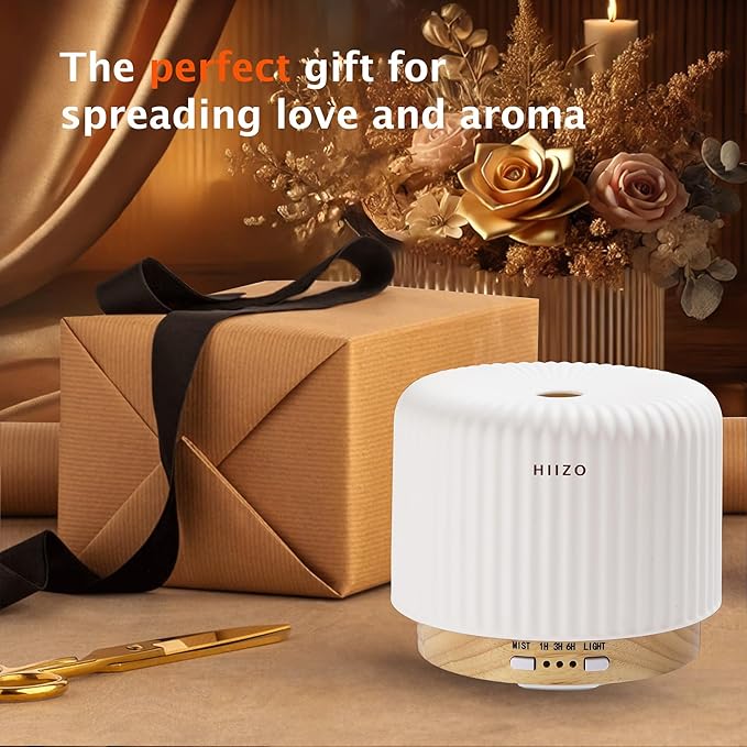 T19 Ceramic Aroma Diffuser – 200ml Ultrasonic Essential Oil Diffuser with Breathing Light, Auto-Off, Natural Wood Base, Handcrafted White Ceramic for Home Décor