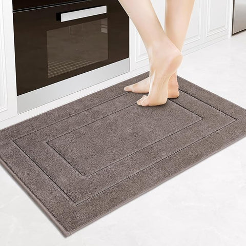 PURRUGS Machine Washable Kitchen Rug 24" x 35.5", Non-Slip/Skid Kitchen Runner Rugs & Floor Mats, Super Absorbent Soft Standing Mats for Kitchen, Sink & Laundry, Grayish Brown
