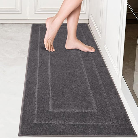 PURRUGS Machine Washable Kitchen Runner Rug 24" x 59", Non-Slip/Skid Hallway Runner Rug, Super Absorbent Soft Area Rug for Kitchen, Hallway & Laundry, Grey