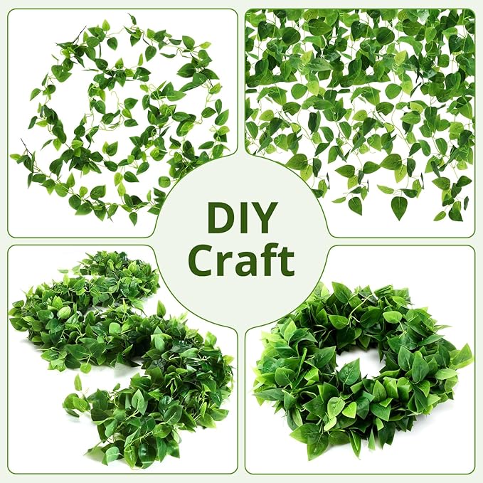 XunYee 32 Pcs Artificial Hanging Plants 3.6FT Fake Hanging Plants for Living Room Fake Ivy Vine Plastic Faux Hanging Plant for Wall House Room Garden Wedding Garland Indoor Outdoor Decor, No Basket