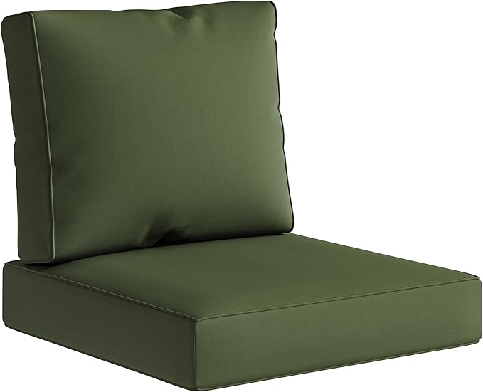 UIXE 24.5" Deep Seat Outdoor Cushion Set with Back Pads, Patio Furniture Cushions, Sectional Sofa Bistro Chair Cushion - Green, Set of 2