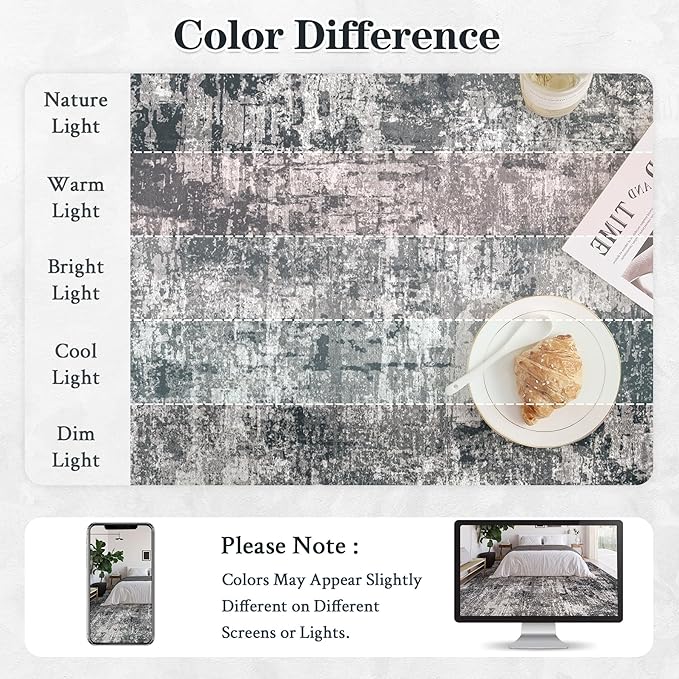 6x9 Area Rugs for Living Room: Washable Modern Abstract Rug Large Soft Non Slip Rug Indoor Low Pile Carpet for Bedroom Dining Room Home - Black Grey Brown