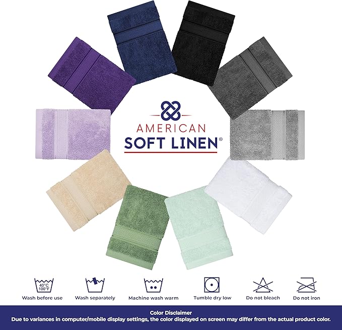 American Soft Linen Salem 100% Cotton Turkish 4 Piece Bath Towels for Bathroom, 600 GSM Soft Absorbent Quick Dry Bath Towel Set, White