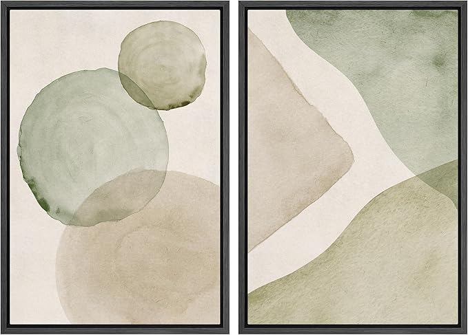 MUDECOR Framed Canvas Print Wall Art Dynamic White Brushstroke Abstract Illustrations Modern Art Decorative Bohemian Colorful Chic for Living Room, Bedroom, Office - 16"x24"x2 Black