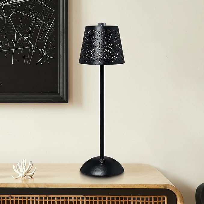 Camden Reed Table Lamp, Desk lamp, 3 Different Lighting Modes, Modern Minimal Design for Dinner/Coffee Table/Restaurant/Bedroom, Black