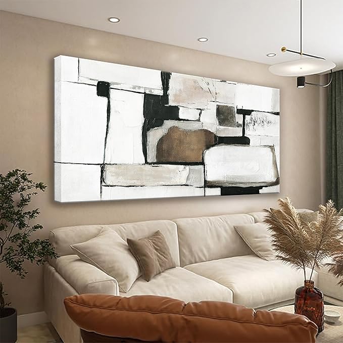 Tsomzxng Abstract Canvas Art Wall Decor Modern Minimalist Home Wall Decor Paintings Brown Grey Wall Art Prints Abstract Wall Art Line Art Bedroom Kitchen Office 20"×40"