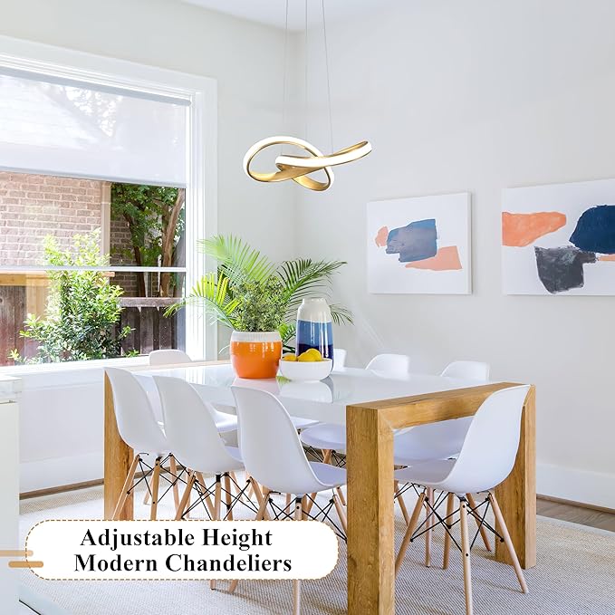 Modern LED Chandelier Contemporary Pendant Lighting Ring Light Fixture Gold with 4500K and 59in Height Adjustable Hanging Lamp for Kitchen Island Hallway Foyer Closet Corridor