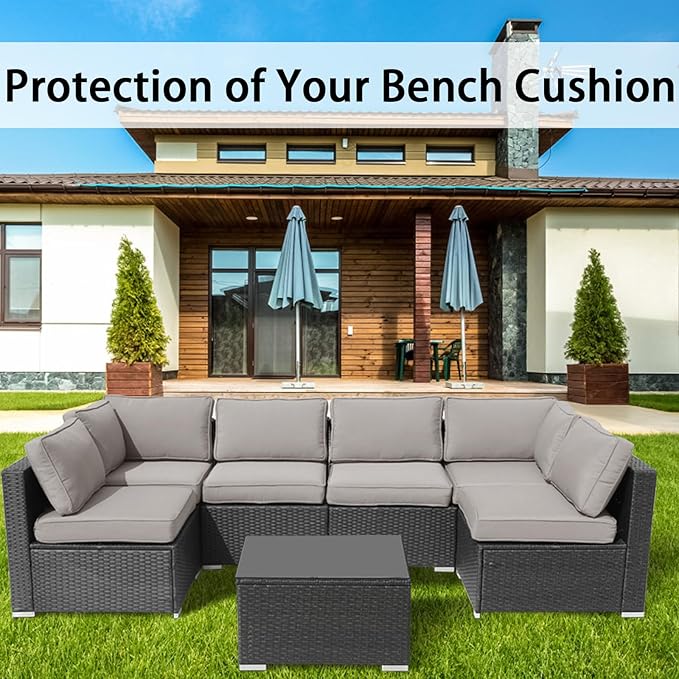 14Pieces Patio Cushion Covers Replacement,Waterproof Outdoor Cushions Covers for 6-Seaters Sofa,Slipcovers Set with Zippers,Washable Cover Only(Gray)