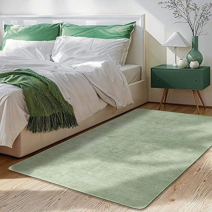 Washable Rug 4x6 Area Rugs for Living Room - Stain Resistant Non-Slip Backing Boho Rug for Bedroom,Durable & Ultra-Thin Vintage Large Area Rug(4x6,Green)