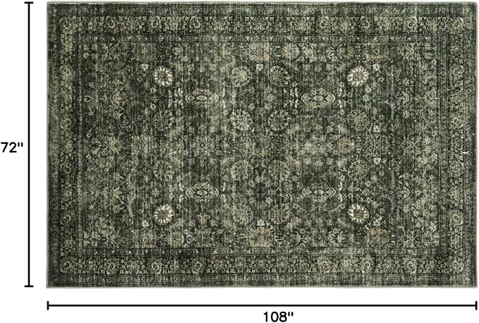 Morebes Washable Dark Green Area Rugs 6x9, Vintage Boho Large Living Room Rugs Non Slip, Distressed Soft Indoor Accent Floor Mat Throw Carpet for Nursery Kitchen Coffee Table Dining Dorm