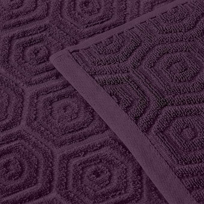 Superior Honeycomb 100% Cotton 500 GSM 12 Piece Bath Towel Set, 6 Washcloths, 4 Hand, 2 Bath Towels, Ideal for Bathroom, Kitchen or Beach, Quick Dry, Jacquard and Solid, Mid-Weight, Black