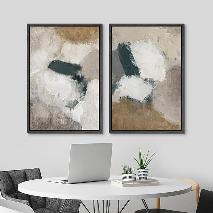 MUDECOR Framed Canvas Print Wall Art Vintage Mid-Century Colorful Pattern Illustrations Modern Art Decorative Bohemian Colorful Chic for Living Room, Bedroom, Office - 24"x36"x2 Black