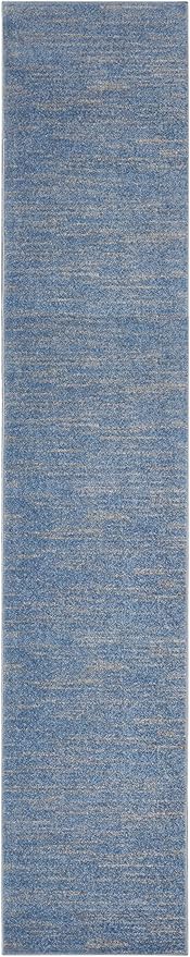 Nourison Home Essentials Solid Indoor/Outdoor Blue/Grey 2'2" x 14 Area Rug, Easy Cleaning, Non Shedding, Bed Room, Living Room, Dining Room, Deck, Patio, Backyard (2x14)