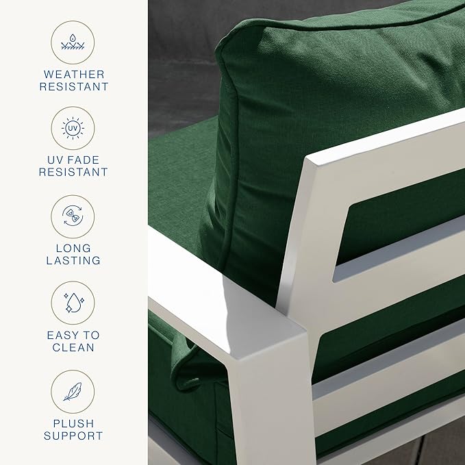 Honeycomb Outdoor Essentials Deep Seat, 24 x 24, Stripe Pine Green Chair Cushion for Patio Furniture