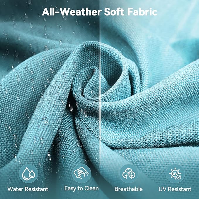 Luxury 6" Outdoor Cushions for Patio Furniture, 24x24x6 Thick Seat Cushion Set of 5, Fade Resistant Couch Chair Replacement Cushions High Density Deep Wicker Chair Cushion w/Removable Cover, Teal