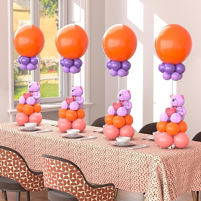 10 Pack Balloons Stands for Tables, 23.6 Inch Acrylic Balloon Centerpiece Stands with Clear Base, Balloon Stick Holder for Wedding, Baby Shower, Holiday, Graduation, Birthday Party Decoration