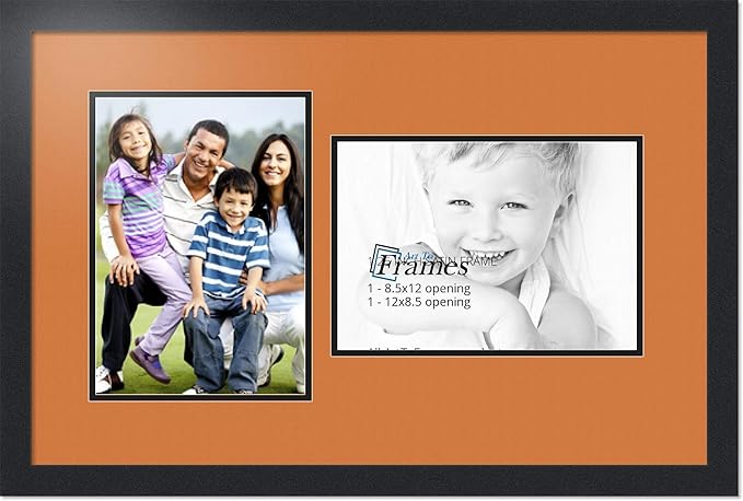 ArtToFrames Collage Photo Frame Double Mat with 2 - 8.5x12 Openings and Satin Black Frame