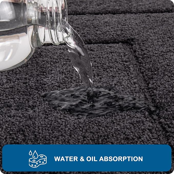 PURRUGS Machine Washable Kitchen Rug 24" x 35.5", Non-Slip/Skid Kitchen Runner Rugs & Floor Mats, Super Absorbent Soft Standing Mats for Kitchen, Sink & Laundry, Charcoal