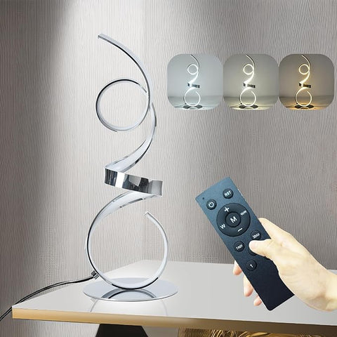 20W Modern Table Lamp,2700LM 3 Colors Remote Stepless Dimmable Bedside Lamp, Chrome LED Art Desk Lamp 21.4 Inch with Touch Switch for Living Room,Bedroom