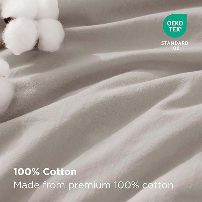 Bedsure 100% Stone Washed Cotton Duvet Cover King - Stone Color Minimalist Cotton Duvet Cover Linen Like for All Seasons - GentleSoft™ Plain Simple Bedding, 3 Pieces (King, 104"x90")