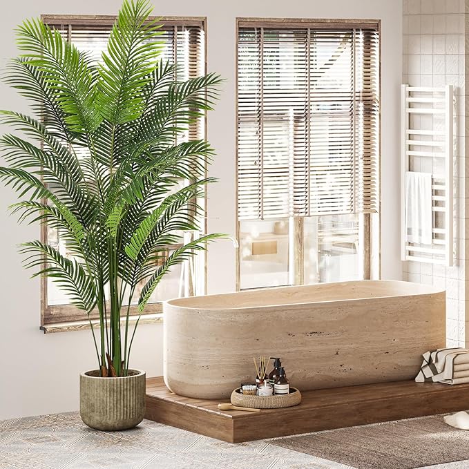 VIAGDO Artificial Palm Tree 7ft Tall Fake Palm Tree Decor with 22 Detachable Trunks Faux Tropical Palm Silk Plant Feaux Dypsis Lutescens Plants in Pot for Home Office Living Room Floor Decor Indoor