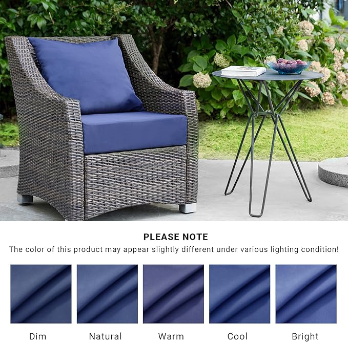 Outdoor Cushions for Patio Furniture,Outdoor Seat Cushion Set 24 x 24 x 5.75 Inch,Waterproof & Fade Resistant Outdoor Chair Cushions,Deep Patio Chair Cushion with Removable Cover,Navy Blue
