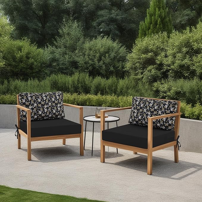 idee-home Outdoor Cushions for Patio Furniture, Outdoor Seat Cushion, Waterproof Hampton Bay Deep Seat Replacement Couch Chair Cushions for Garden Lawn Backyard Deck, 26.5 x 26.5 Floral Pattern