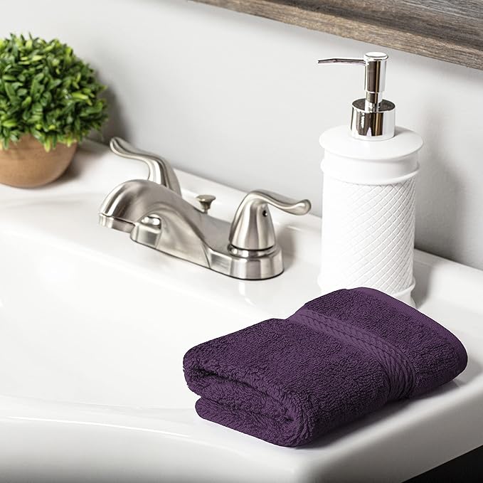 BLUENILEMILLS Premium Towel Collection, Egyptian Cotton Towels for Shower and Bathroom Assorted 6-Piece Towel Set, 30" x 55", 20" x 30", 13" x 13", Plum by Blue Nile Mills