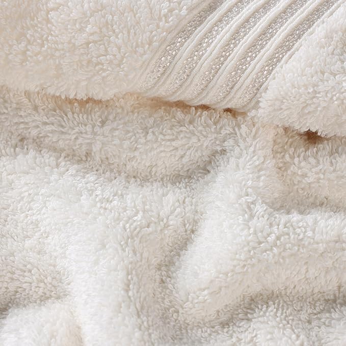 Superior Egyptian Cotton 3-Piece Towel Set, Basic Towels For Bathroom, Home Decor, Guest Bath, Shower, Apartment, Included 1 Face, 1 Hand, 1 Bath Towel, Washcloth, Quick Dry, Ivory