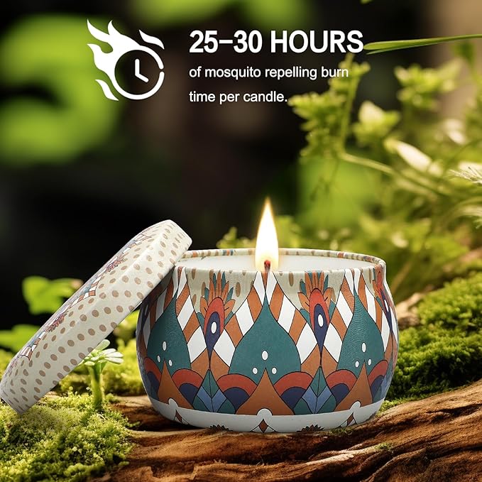12 Pack Citronella Candles Outdoor, Natural Scented Candles for Patio, 360 Hours Lasting Soy Wax Citronella Candle Set, Summer Portable Candle Bulk for Garden, Patio, Balcony, Camping, Indoor
