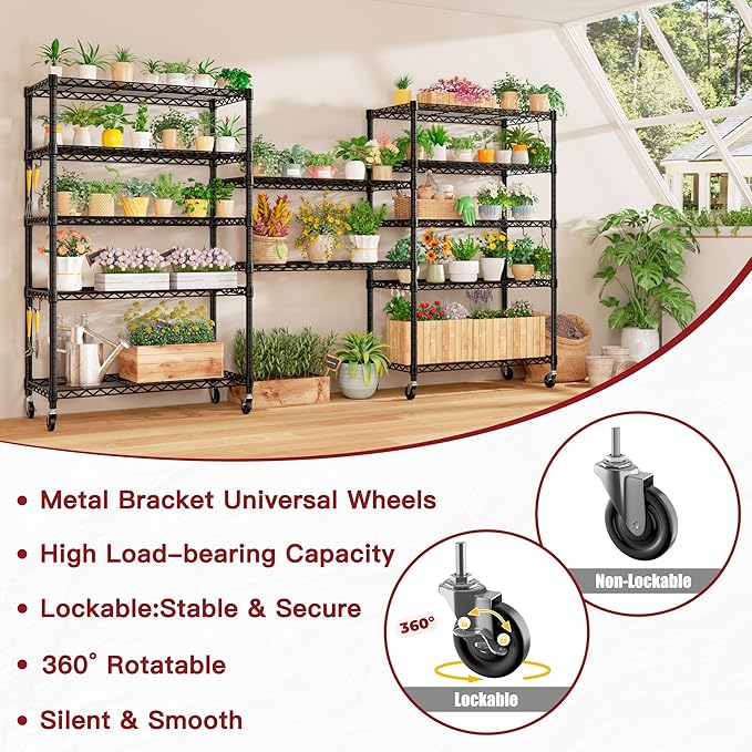 PrimeZone 6 Tier Wire Shelving with Wheels,Metal Shelf Heavy Duty Adjustable Kitchen Storage Shelves Unit,Pantry Organizer Rack Rolling for Garage Closet Laundry 36''W x 18''D x 78''H